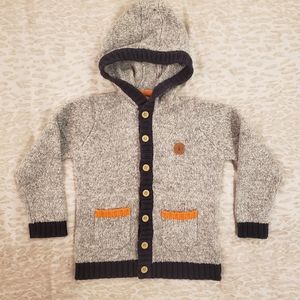 KANZ Grey + Navy Hooded Cardigan Sz 4
